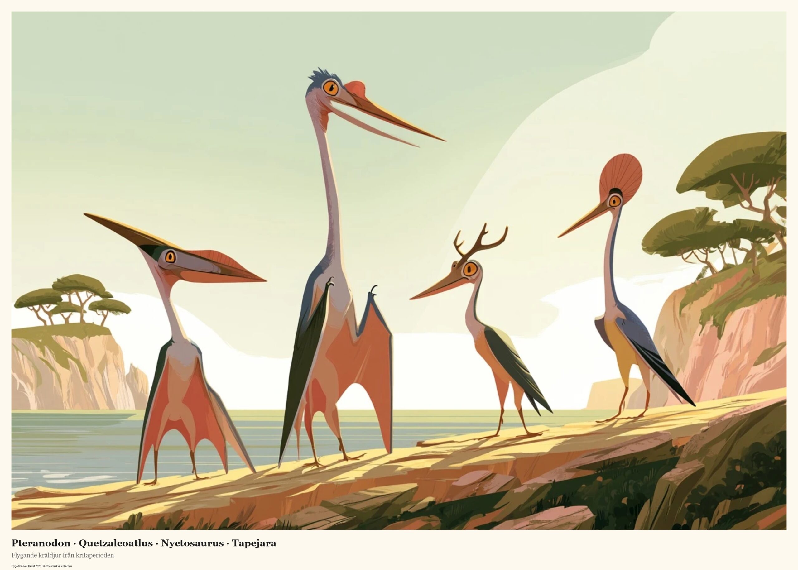 Flygödlor över Havet — Pteranodon · Quetzalcoatlus · Nyctosaurus · Tapejara